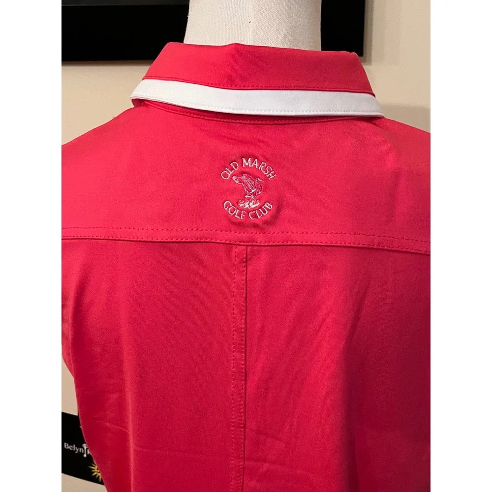 NWT Belyn Key Birdie Sleeveless Polo Shirt Melon Pink Golf Tennis‎ Top Womens S